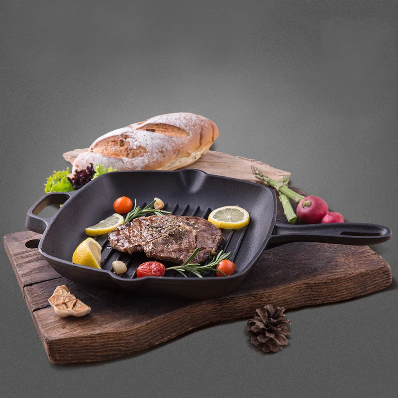Чугунная сковорода COOKER KING для гриля без покрытия толстая мяса и стейка