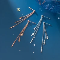 modian authentic 925 sterling silver light beads drop earring for women tassel cross star geometric long dangle fine jewelry