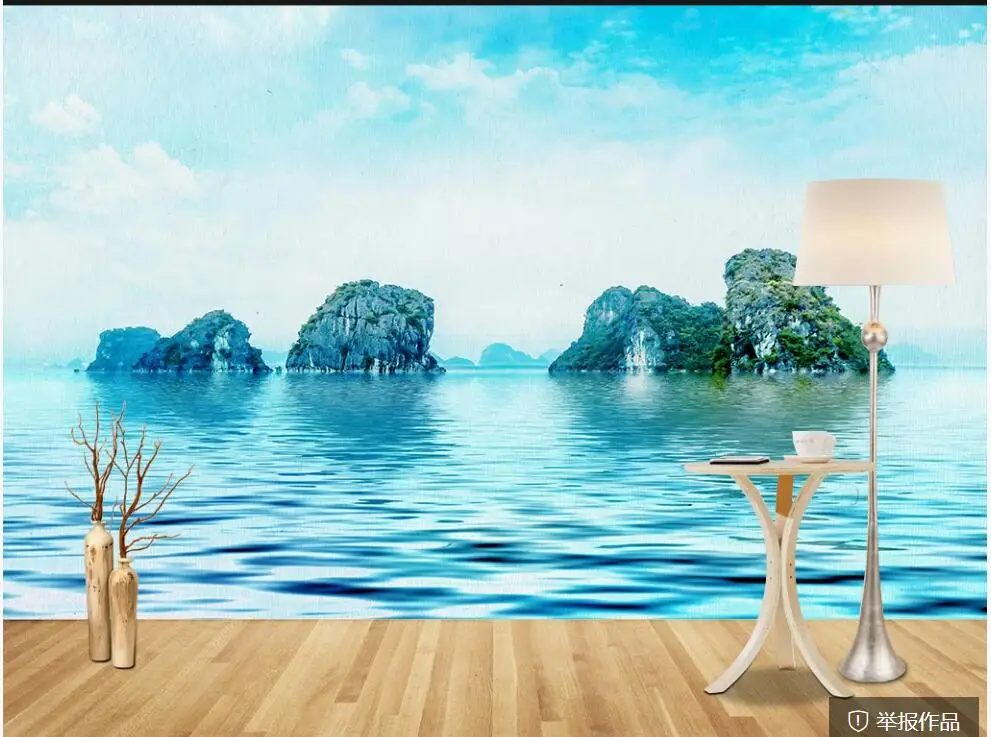 

3d photo wallpaper custom mural Blue sky lake island scenery tv background home decor living room wallpaper for walls 3 d