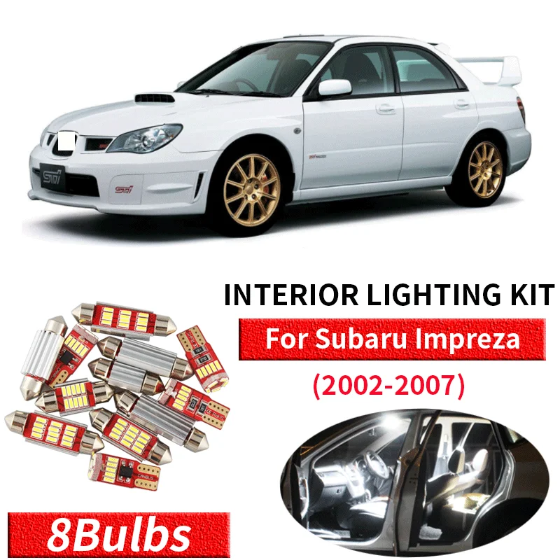 8X белые светодиодные с Canbus комплект ламп салона автомобиля для 2002-2007 Subaru Impreza