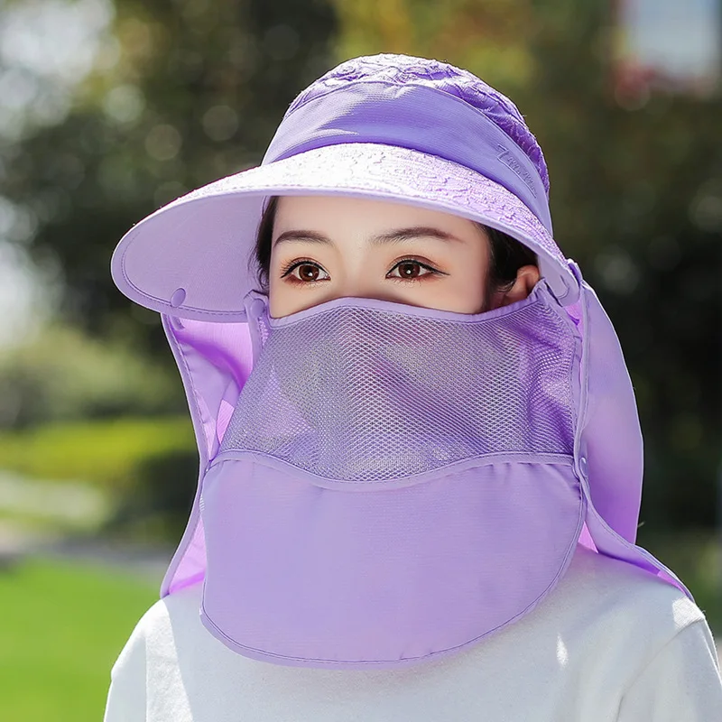

Hat female sun hat sunscreen beach fashion new big edge face folding uv summer veil sun hat wuman travel in summer working hat