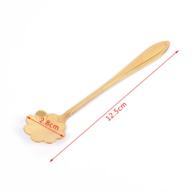 1 шт. Нержавеющая сталь ложка Винтаж золотой цветок ложки маленькая
