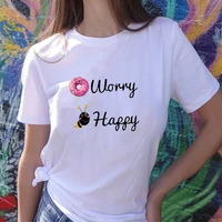 2021 summer happy doughnut little bee collection with printed woman tshirt cute graphic short sleev tops fashion hipster tee