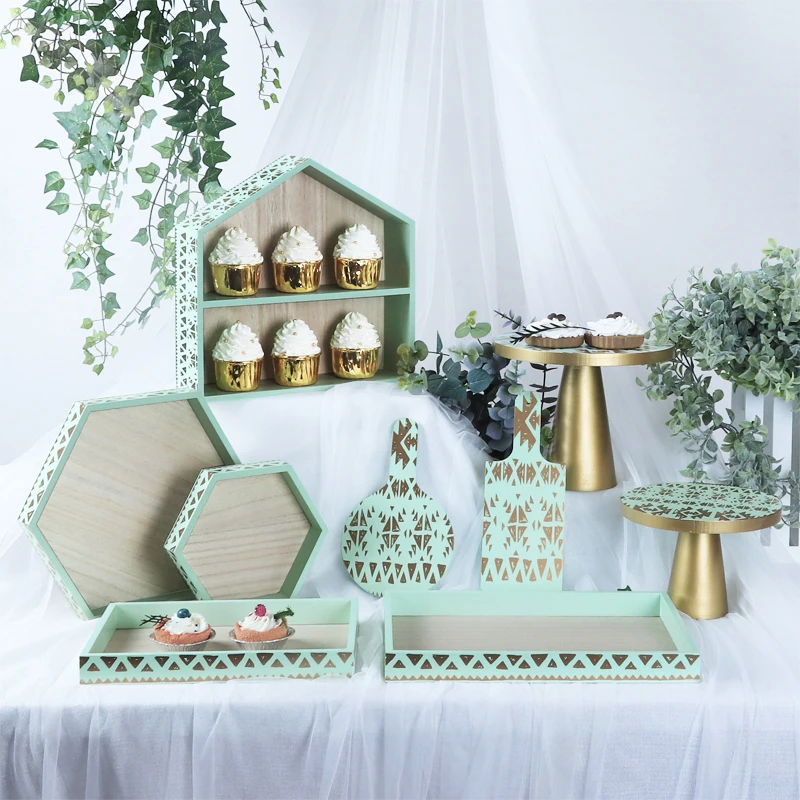 Зеленый газон свадебный торт Украшение стола Свадебная вечеринка подставки кекс