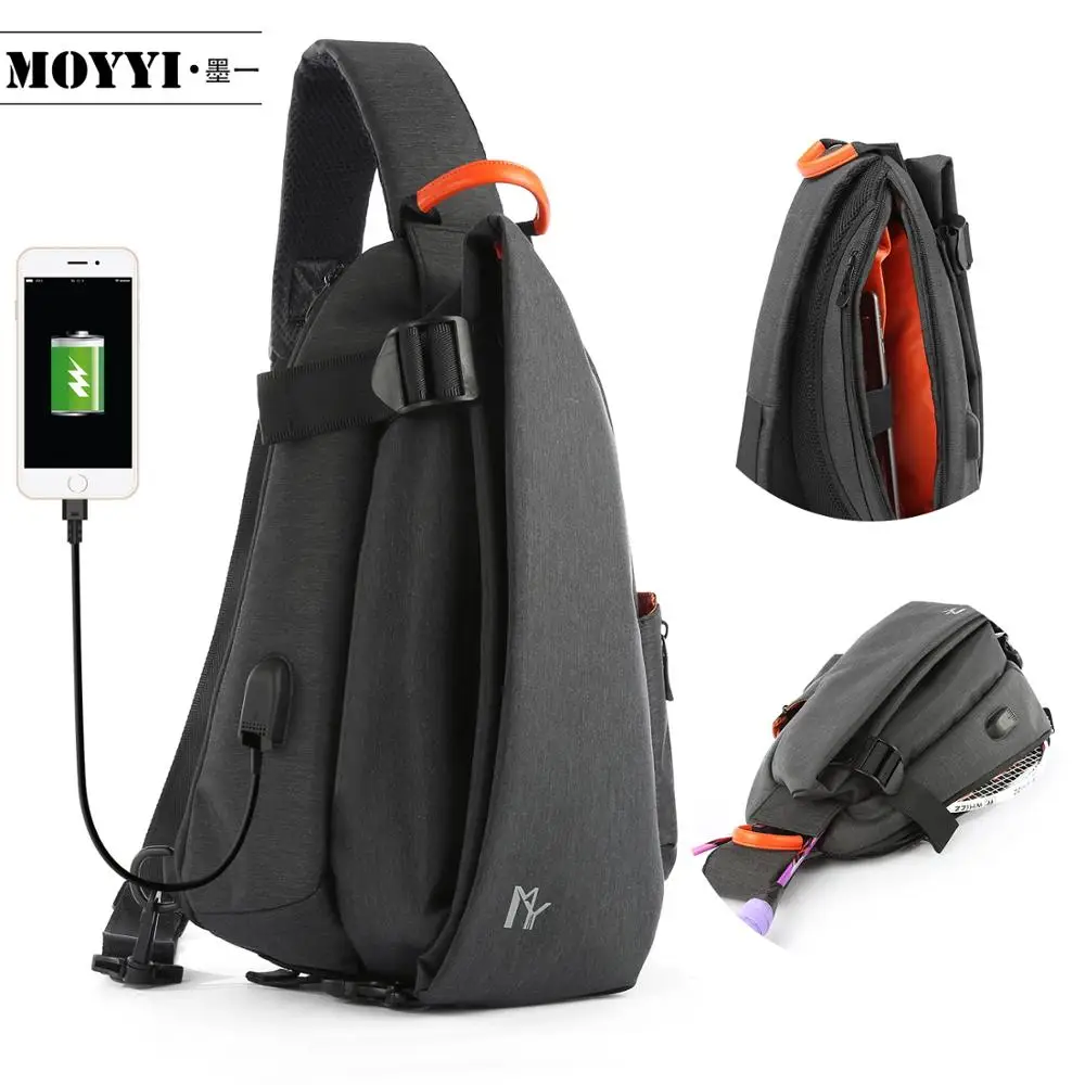 MOYYI, USB зарядка, нагрудные сумки для мужчин, нагрудные поясные сумки, противоугонные дорожные сумки через плечо для мужчин, слинг, сумки через плечо