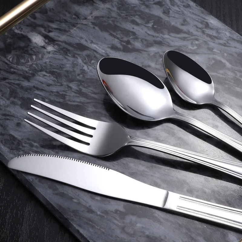 

Stall Supply of Goods Hotel Household Stainless Steel Western Food Steak Knife, Fork and Spoon Three-piece Set Tableware Set