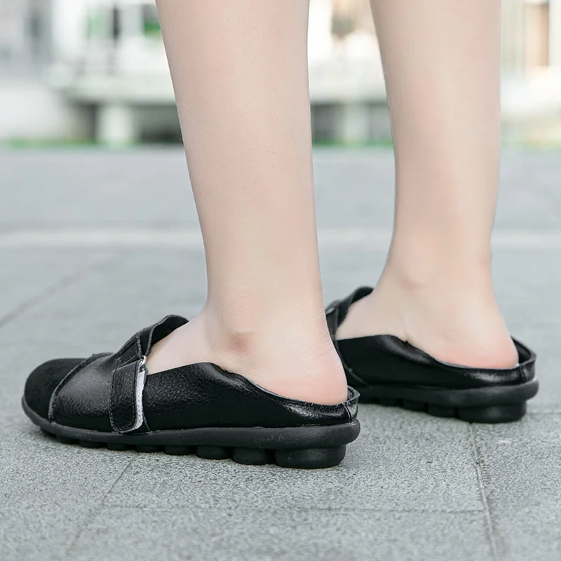 Woman New Fashion Cow Split Casual Shoe Ladies Comfy Soft Leather Loafer Moccasins Mujer Slip-on Flat Shoe Plus Size More Colors