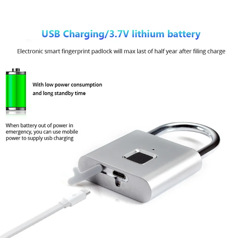 Золотой безопасности Keyless USB Перезаряжаемый дверной замок отпечатков пальцев