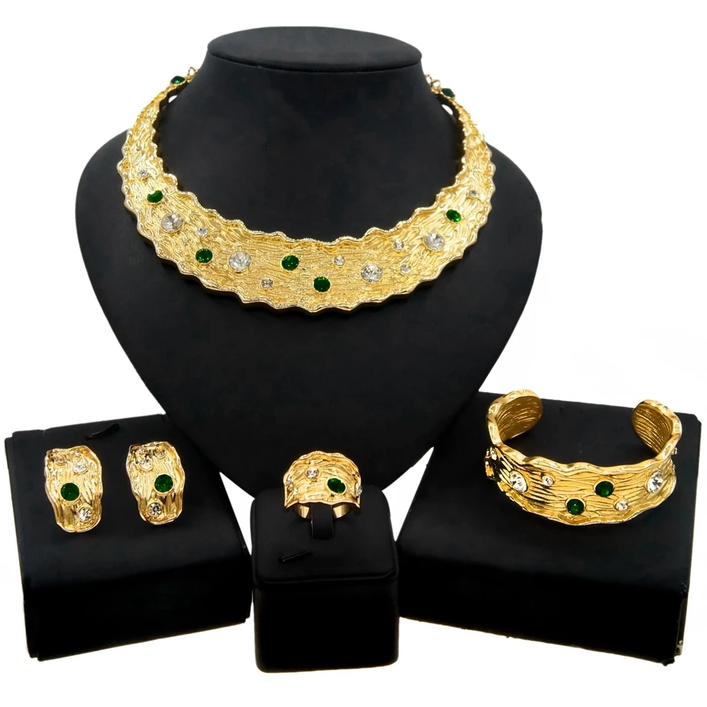 

Yulaili Jewelry Set popular In 2022 Exquisite Christmas Style Necklace Earrings and ladies Prom Party Ring Bracelet Jewelry Sets