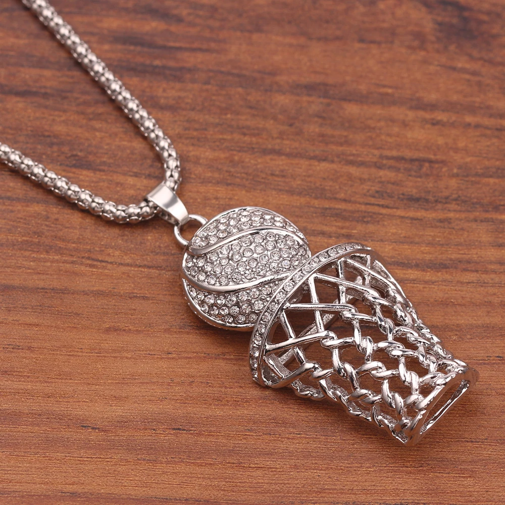 Ожерелье для баскетбола и обруча мужчин модное ожерелье с кулоном золотистого