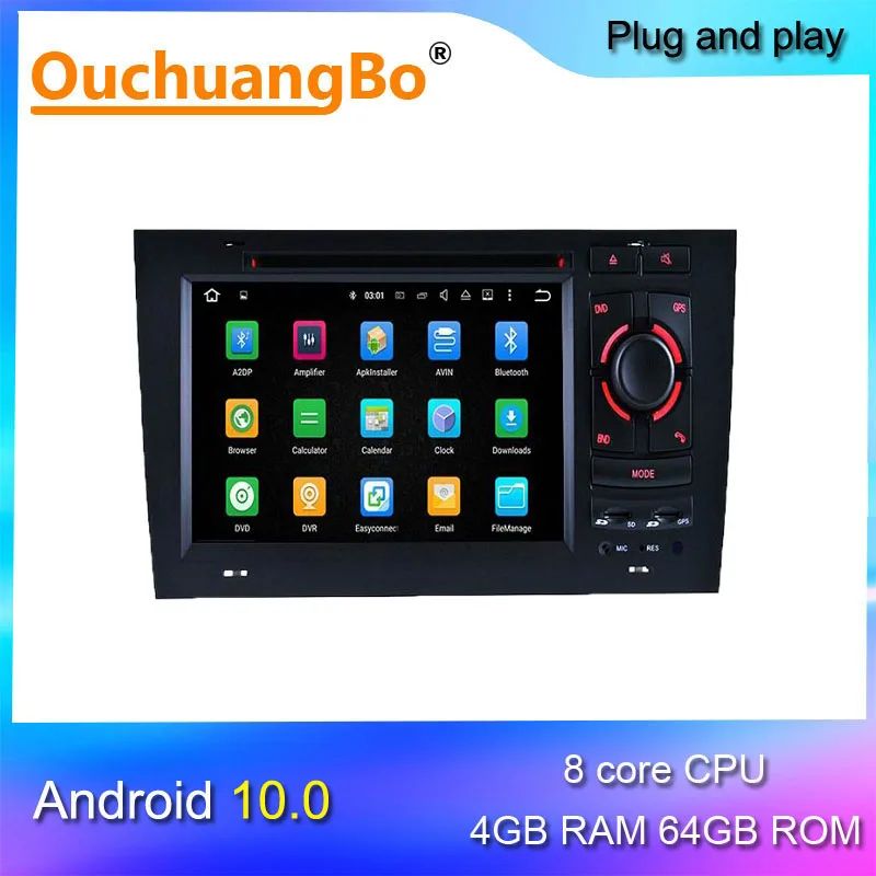 

Ouchuangbo android 10 car radio recorder for A6 1997-2004 with car gps navigation wifi dvd player mirror link 4GB+64GB