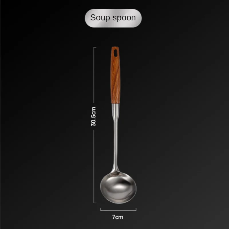 Деревянная ручка горячий горшок суповая ложка корпус дырявый 304 нержавеющая
