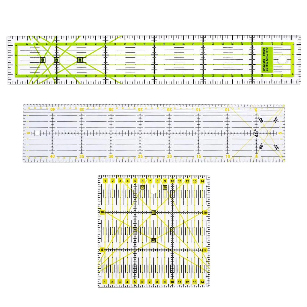 

3 Pieces Square Rectangle Clear Plastic Quilt Quilting Ruler Patchwork Sewing Ruler for Crafts