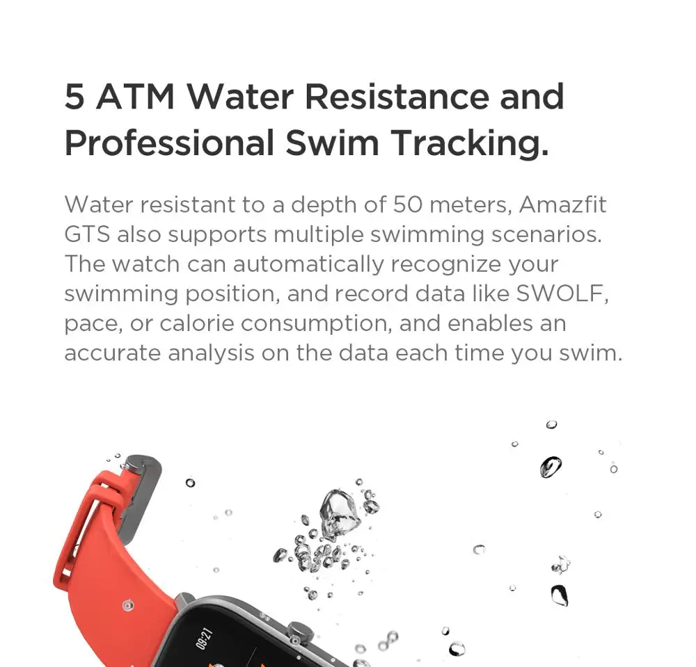 Смарт часы Amazfit GTS 1 65 AmoledGlobal Version 5ATM водонепроницаемые Huami с пульсометром и GPS для