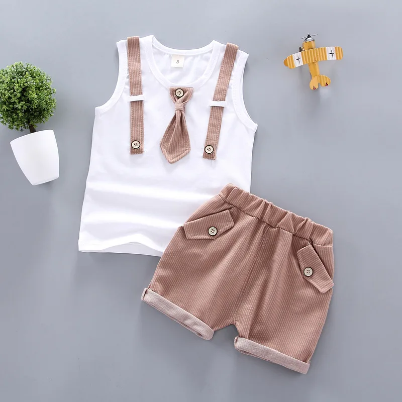 Комплект одежды для маленьких мальчиков летний хлопковый жилет в полоску