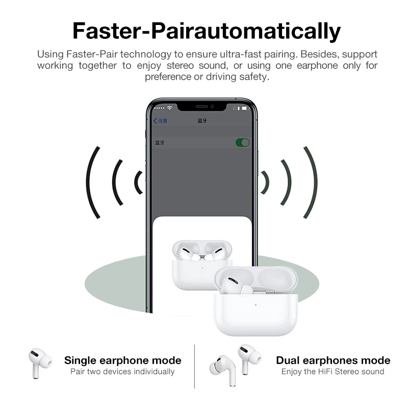 Air Podding Pro 3 беспроводные наушники Bluetooth гарнитура Smart Touch Aire с чехлом для телефона
