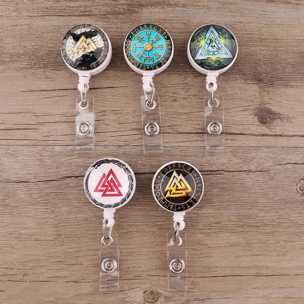 

YL656 Viking Rune Retractable Badge Fashion Nurse Lanyards ID Name Card Badge Holder Clip Student Badge Holder