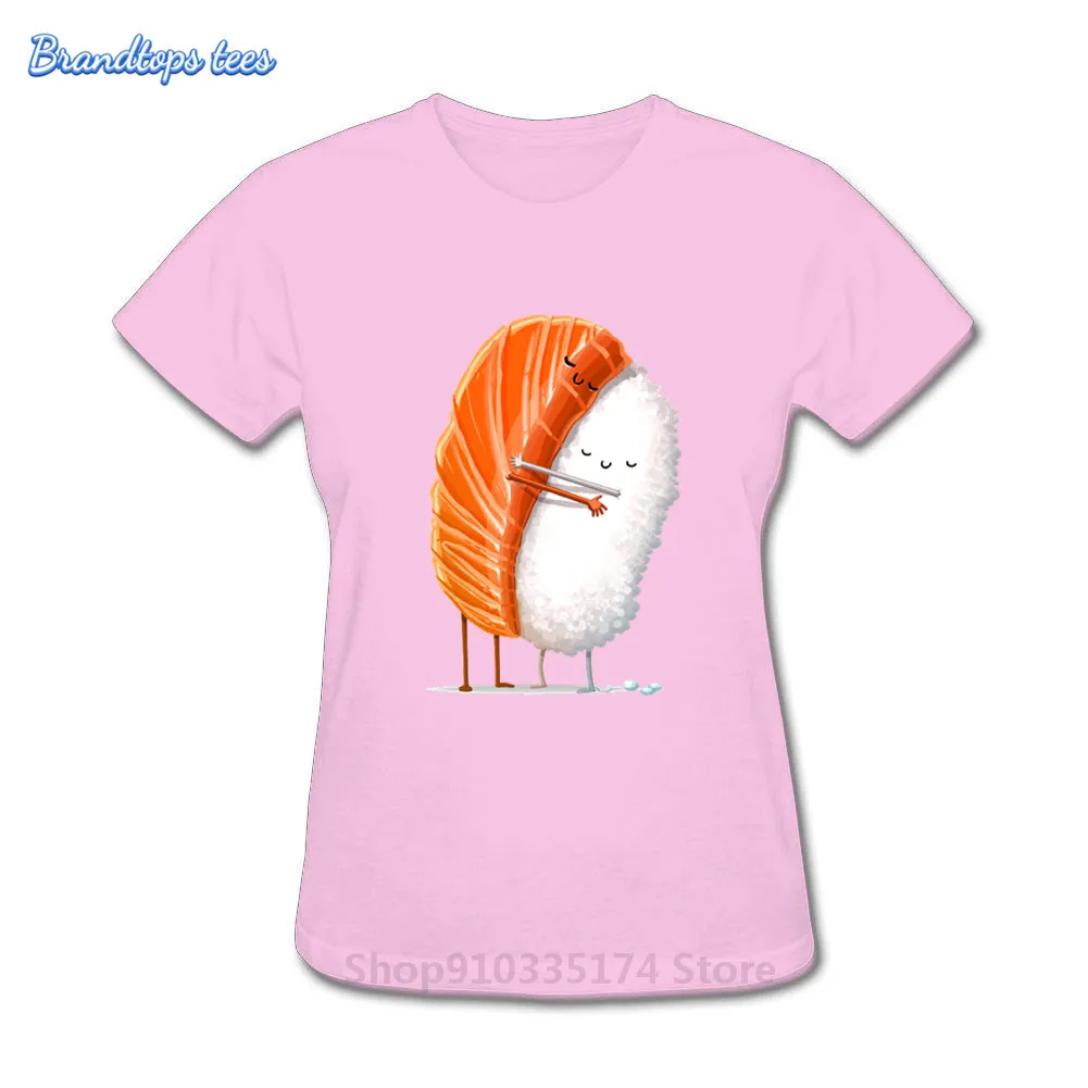 Лосось сашими рисовые суши футболки для женщин смешные объятия футболка