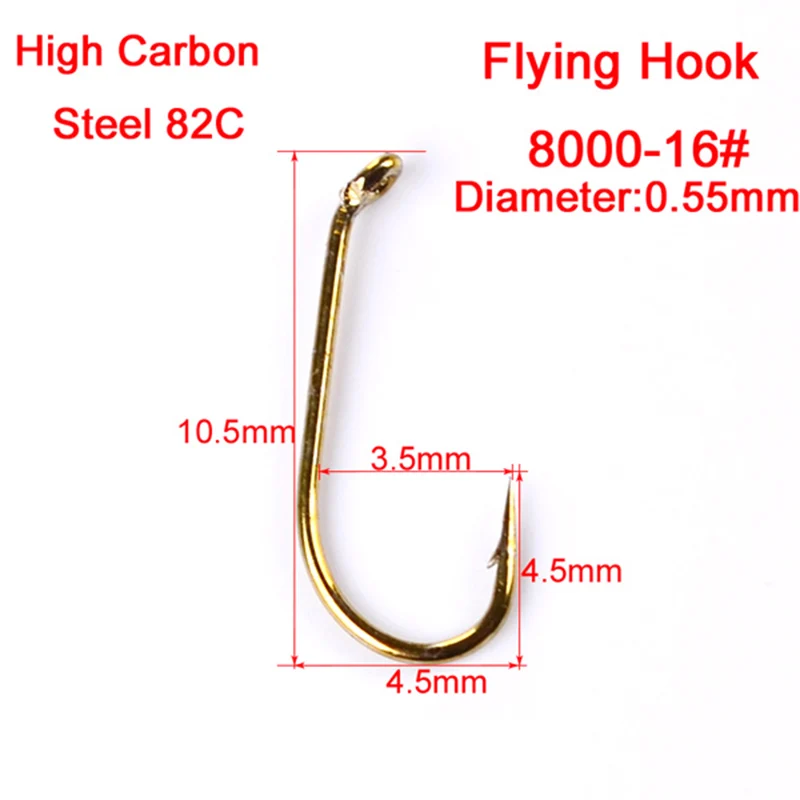 

200pcs/set Fly Fishing Hooks 4 Sizes High Carbon Steel Single Hook Sharp Fishing Trout Salmon Dry Fly Fishhook Accessories