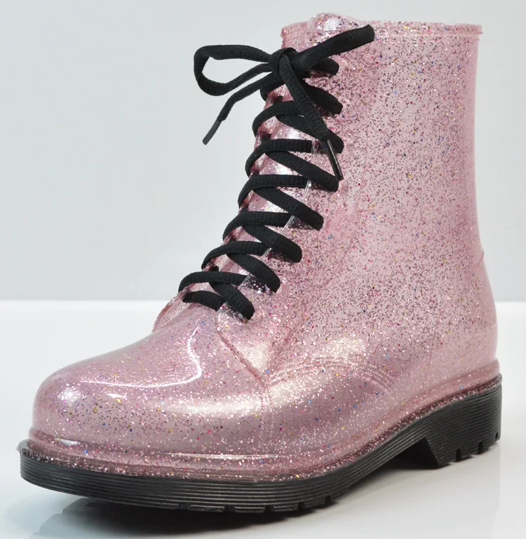 Женские резиновые водонепроницаемые ботинки с круглым носком Нескользящие