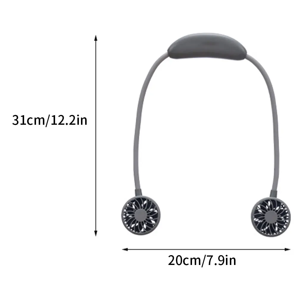 

USB Portable Fan Cold Fan Hands Free Neck Fan Hanging Rechargeable Mini Sports Fan 3-Speed Adjustable Neck Dual Fan Home Office