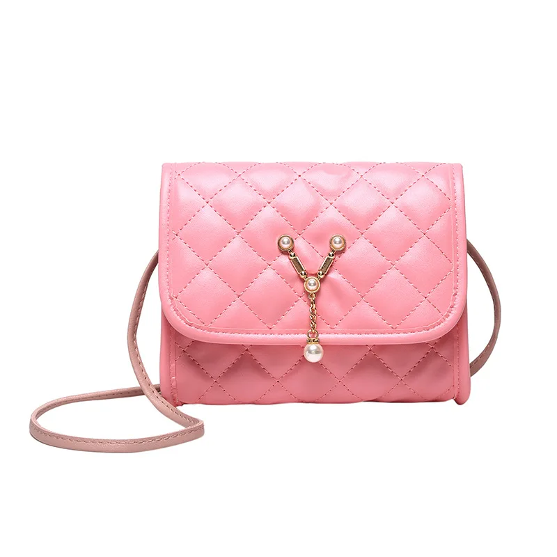 

Small Bag for Female Geometric Rhombic Pearl Tassel Square Pouch 2021 New Mini Single Shoulder Messenger Wallet Girl Money Purse