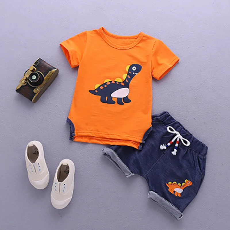 Boys Sets Hot Sale Clothing Children Summer Clothes Cartoon Kids Boy Set T-shit+Pants Cotton | Детская одежда и обувь