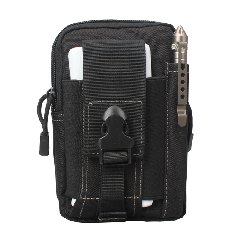Black Men Waist Bag Canvas Fanny Pack Belt Phone Drop Leg Bags Military Zipper Waterproof Phone Waist Packs 6.8 inch Cellphone Bum Bag - Цвет: Black