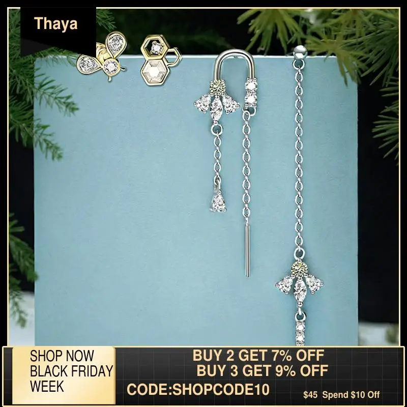 Thaya 100% Настоящее серебро 925 пробы оригинальные серьги-гвоздики с Пчелой и медом