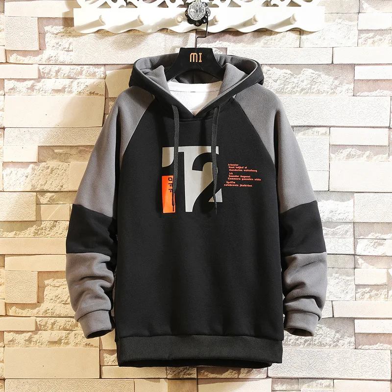 

New Letter Print Hoodie Men Pullover Men's High Quality 2022 Fashion Hip Hop Sweatshirts Mens Patchwork Hooded For Four Seasons