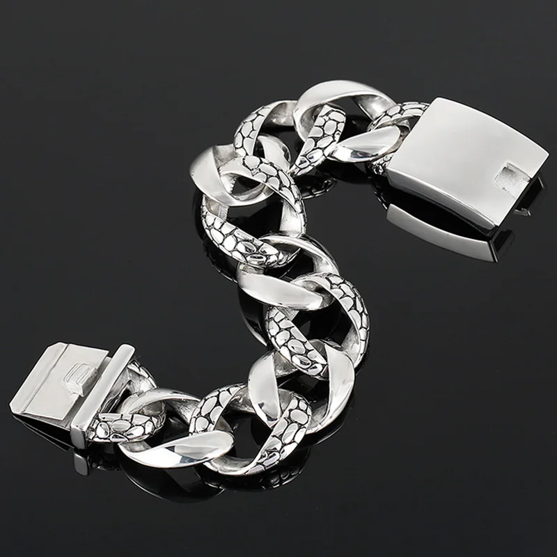 

2021New Hot Sales Men's Bracelet Jewelry Birthday Party Gift Punk Snake Grain Cuban Chain Charm Male 316L Stainless Steel HipHop