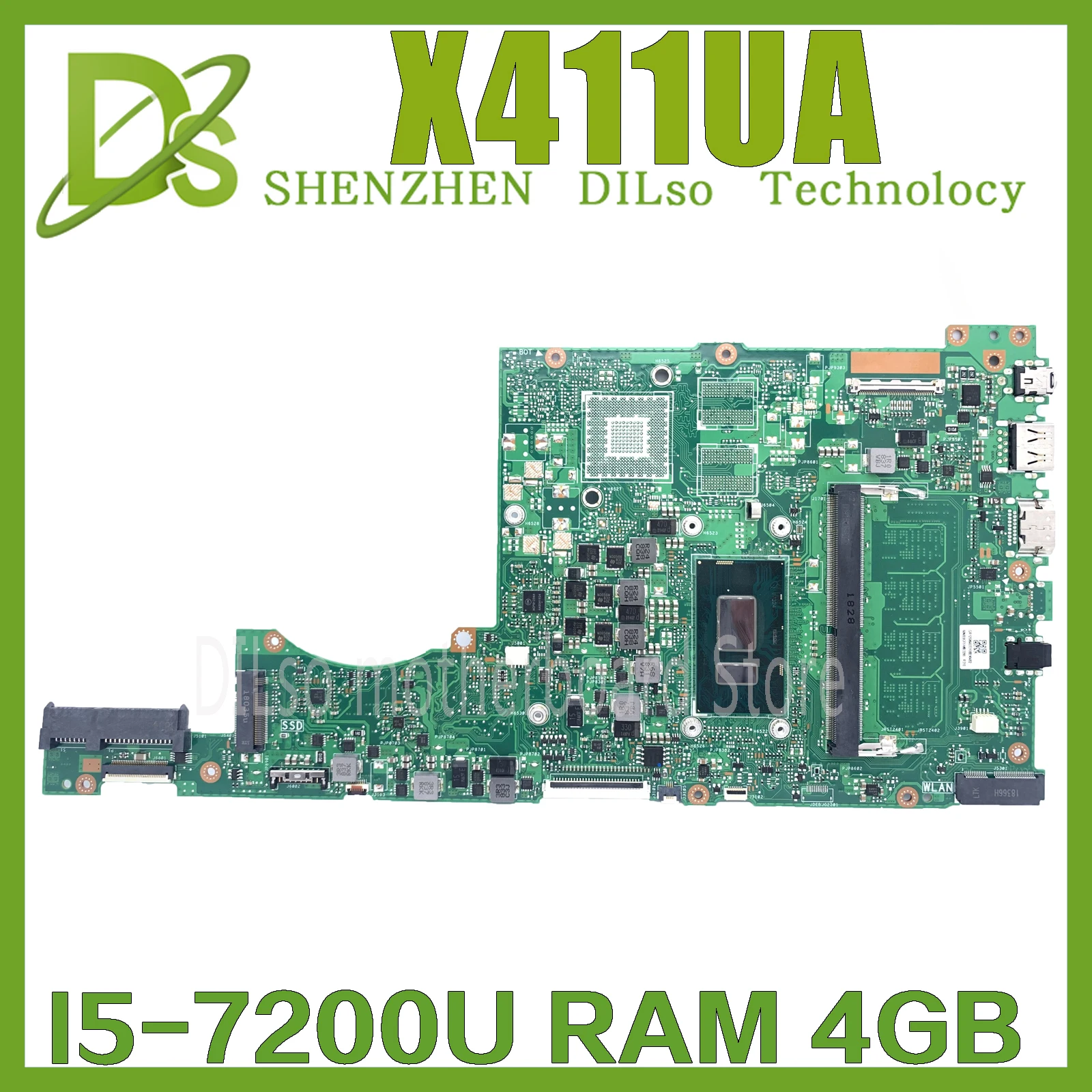 

KEFU X411UA For ASUS X411UAK X411UQ S4200U X411UN X411UR X411URR X411URP X411UF Laptop Motherboard work I5-7200U 4GB