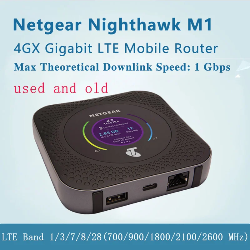 

Подержанный мобильный роутер Netgear Nighthawk M1 MR1100 4GX Gigabit LTE, 1 Гбит/с, CAT 16 LTE, Усовершенствованный беспроводной роутер