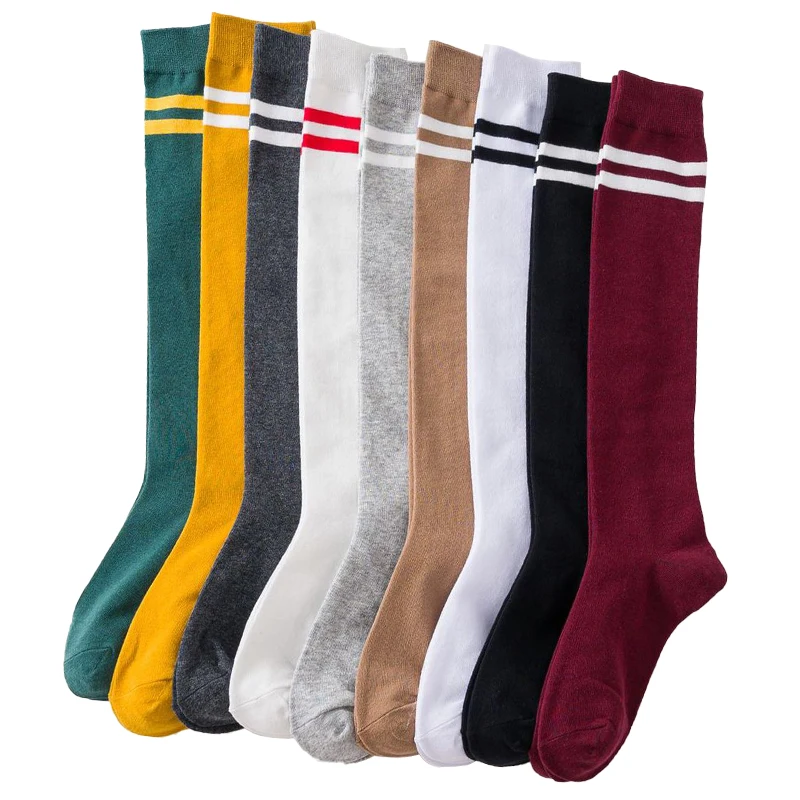 Яркие цветные полосатые хлопковые пикантные женские длинные носки для вечерние