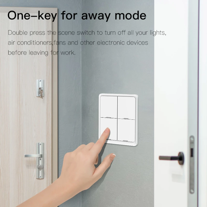 

Tuya ZigBee Wireless 4-way Panel Switch Scene Button Wall Touch Sensor Light Switch Used With Zigbee WiFi Gateway APP Control