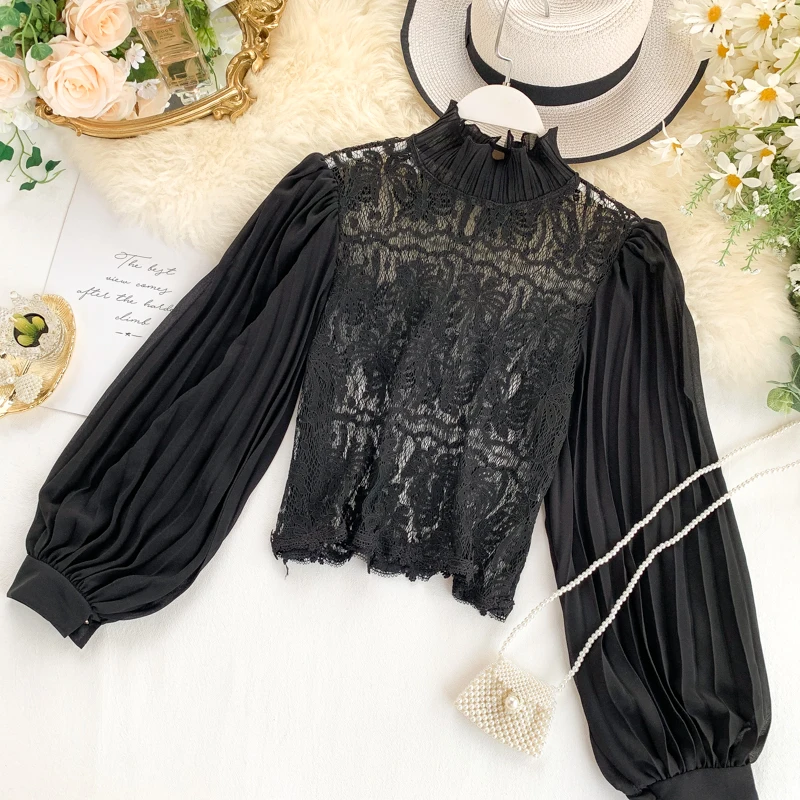 Autumn New 2019 Stand Neck White Black Elegant Shirt Women Long Sleeve Casual Harajuku Camisas Mujer Blouse J678 | Женская одежда