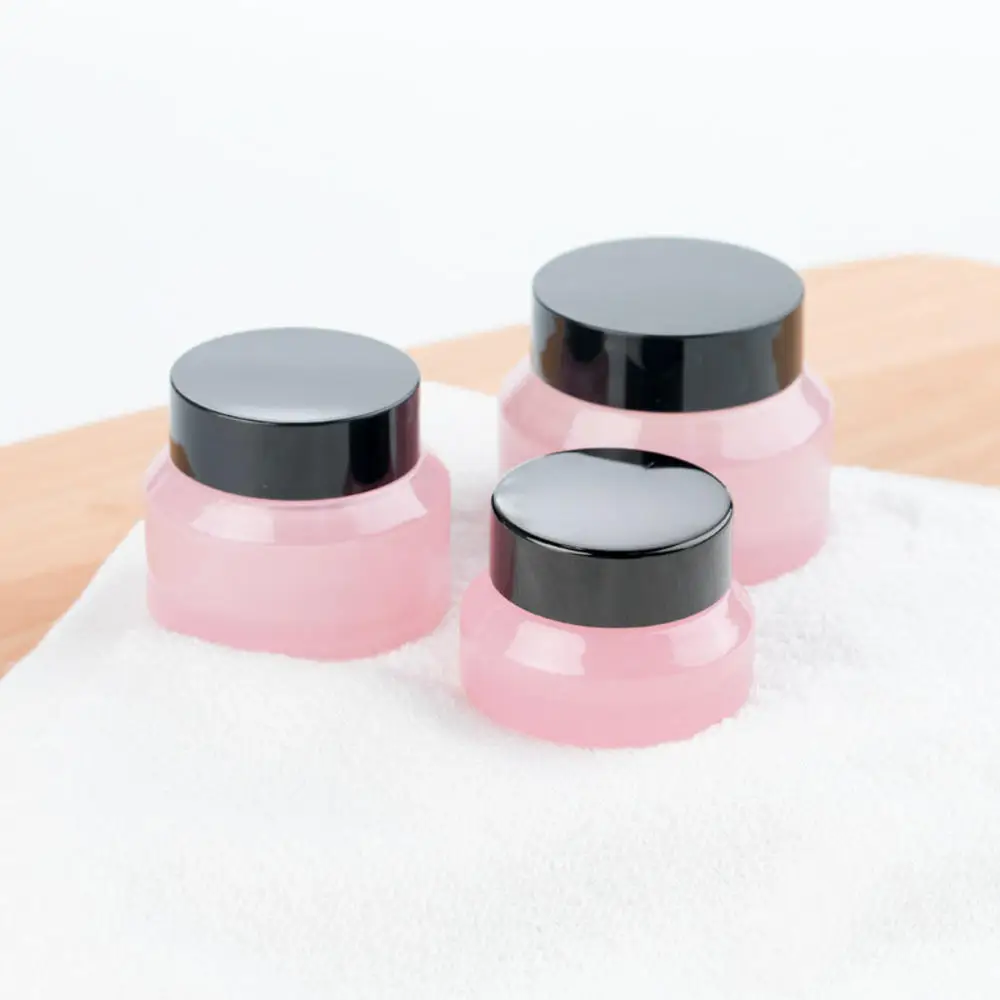 

15g 30g 50g Empty Pink Glass Cosmetic Lotion Containers Jar Small Sample Cream Pot Nail Gel Powder Box Makeup Tool Pots