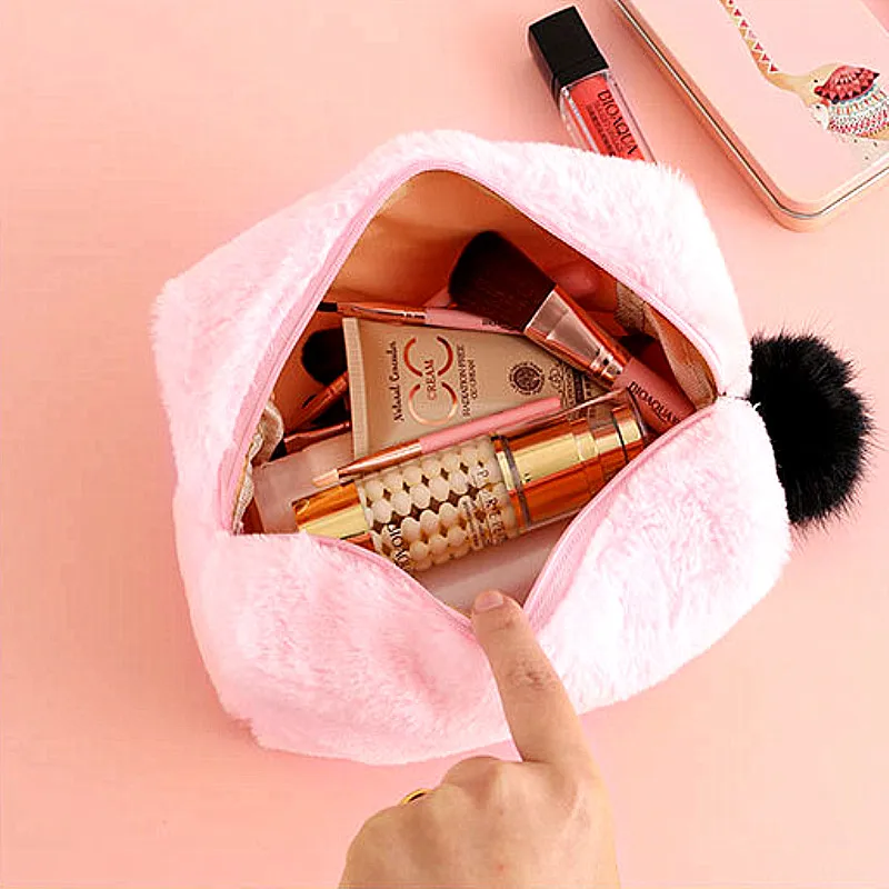 Меховая косметичка Большая вместительная сумка для хранения