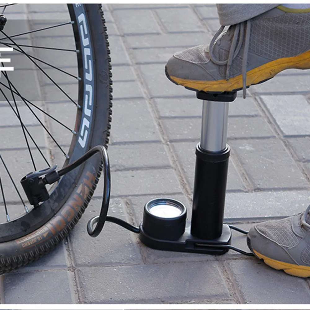 Portable Bike Pump Air Inflator Foot with Pressure Gauge Accessorie MTB Bicycle Accessories | Спорт и развлечения