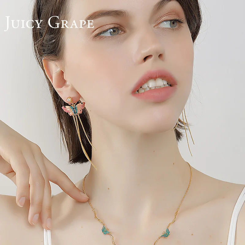 Сочный винограда Ленточки серьги Для женщин серьги-гвоздики темпераментные