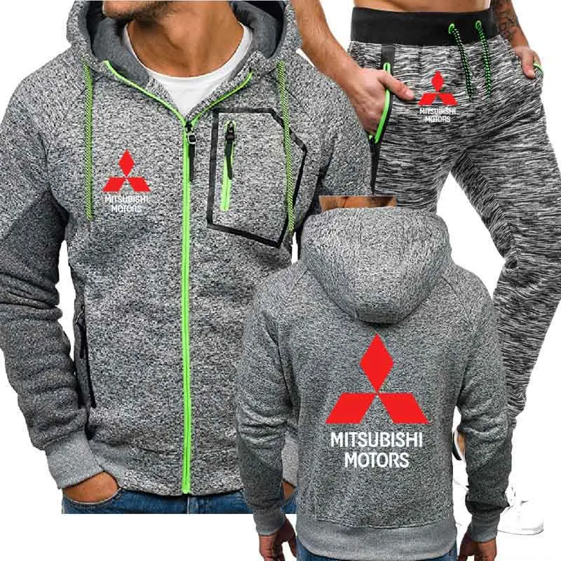 

Unisex Mitsubishi Car Logo Printing Spring Autumn Men's sweatshirt Cotton High Quality Men's Jackets hoodie+Pants 2 Piece Set