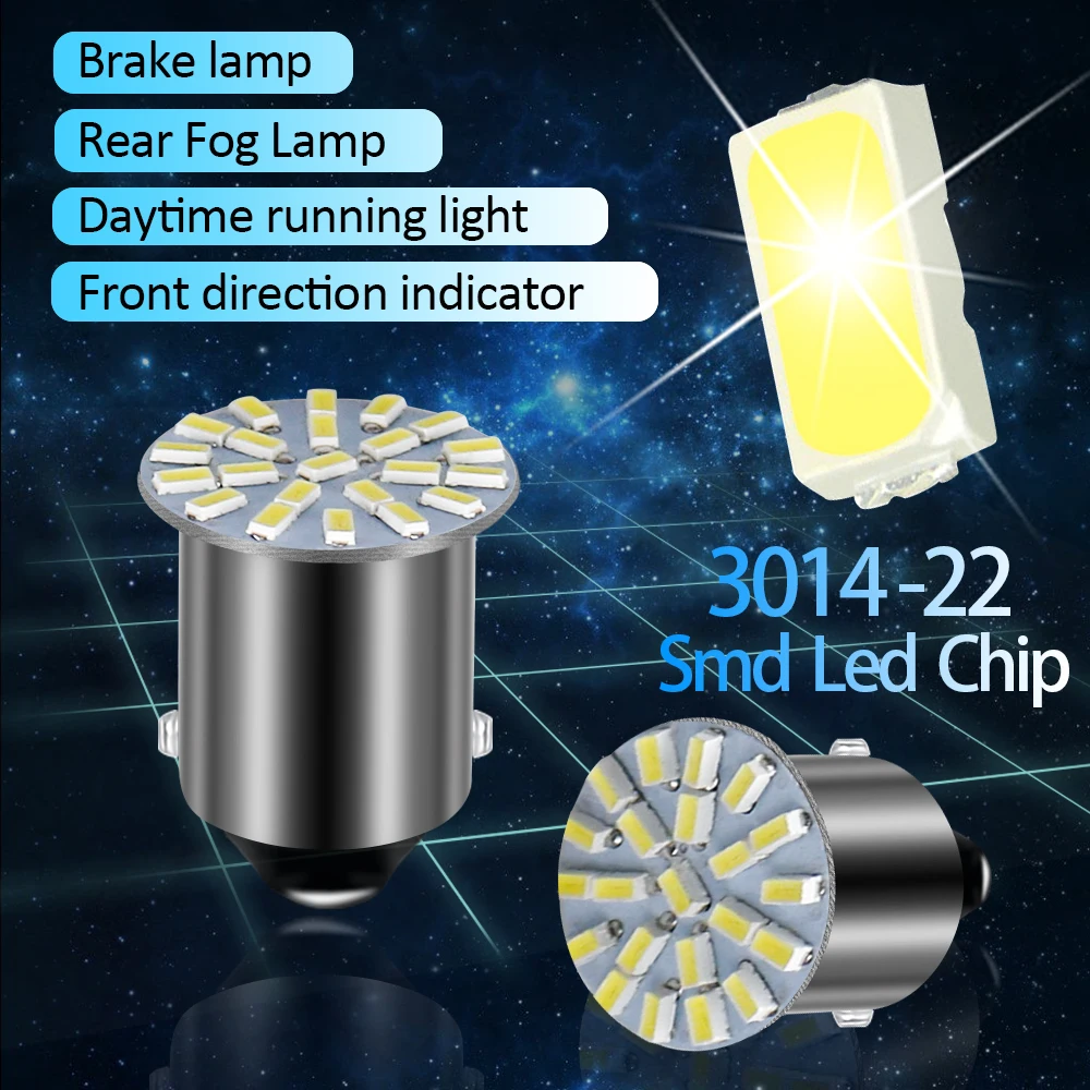 100 шт. 1157 BAY15D 1156 BA15S T20 7443 3014 22SMD Автомобильная лампочка Автомобильная ступица переднего стоп-сигналы поворота огней, габаритных фонарей,, 12V