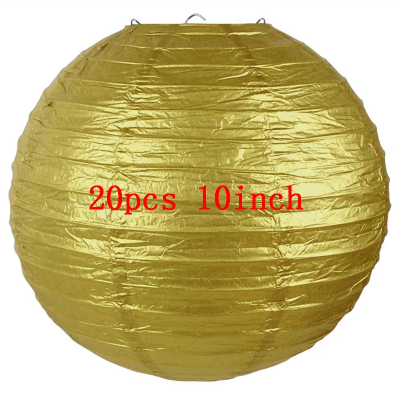 20pcs 10inch gold Ipalmay-золотые черно-белые подвесные круглые бумажные фонарики 8-10 дюймов для свадьбы или «нулевого дня рождения» события день рождения для улицы - Цвет: 20pcs 10inch gold