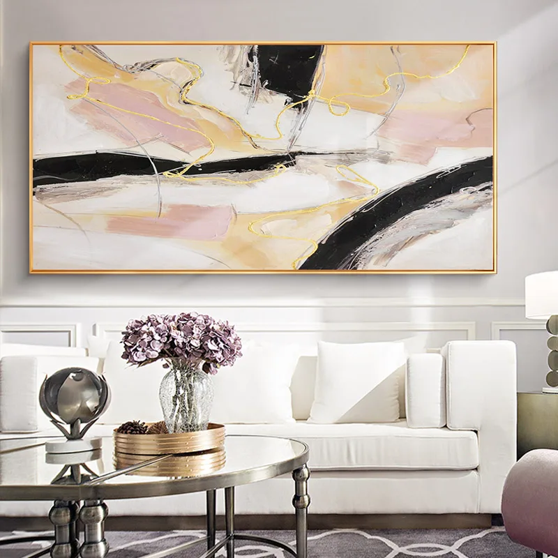 

Hand Painted Abstract Oil Painting On Canvas Art Nordic Living Room Decor Modern Art Bedroom Decor Minimalist Pink Wall Painting