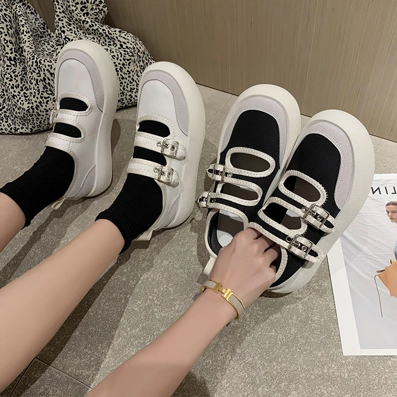 

Shoes Woman Flats Clogs Platform Casual Female Sneakers Round Toe Dress Creepers Small New Summer Canvas Fabric PU Basic Rubber