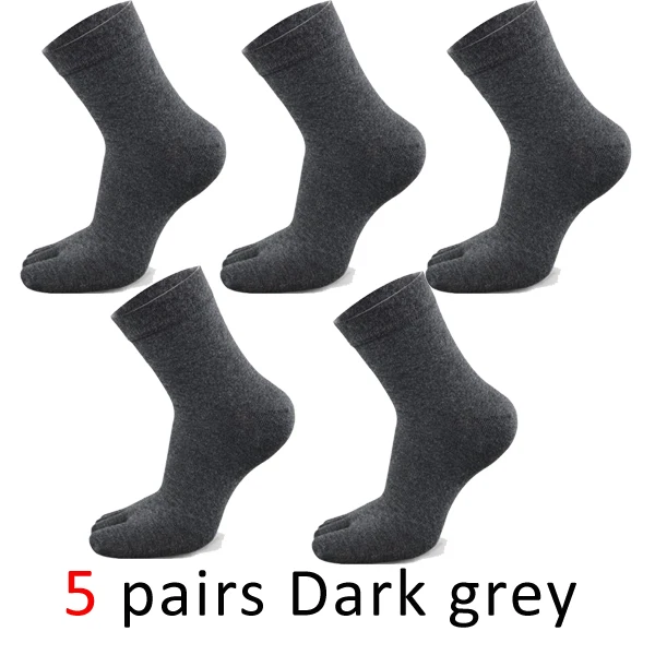 Dark grey VERIDICAL мужские деловые модельные носки с отдельными пятью пальцами ног высокие однотонные 100 хлопок длинные носки высокого качества meias masculino 5 пар/лот - Color: Dark grey