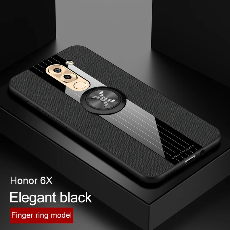 Для huawei honor 8X 7X 6X чехол Роскошный Жесткий тканевый с кольцом магнитный штатив тонкий защитный чехол для huawei honor 8X max honor 7x