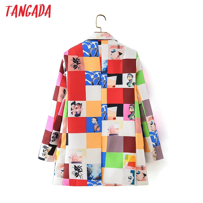 Женский блейзер с принтом Tangada винтажный двубортный пиджак длинным рукавом