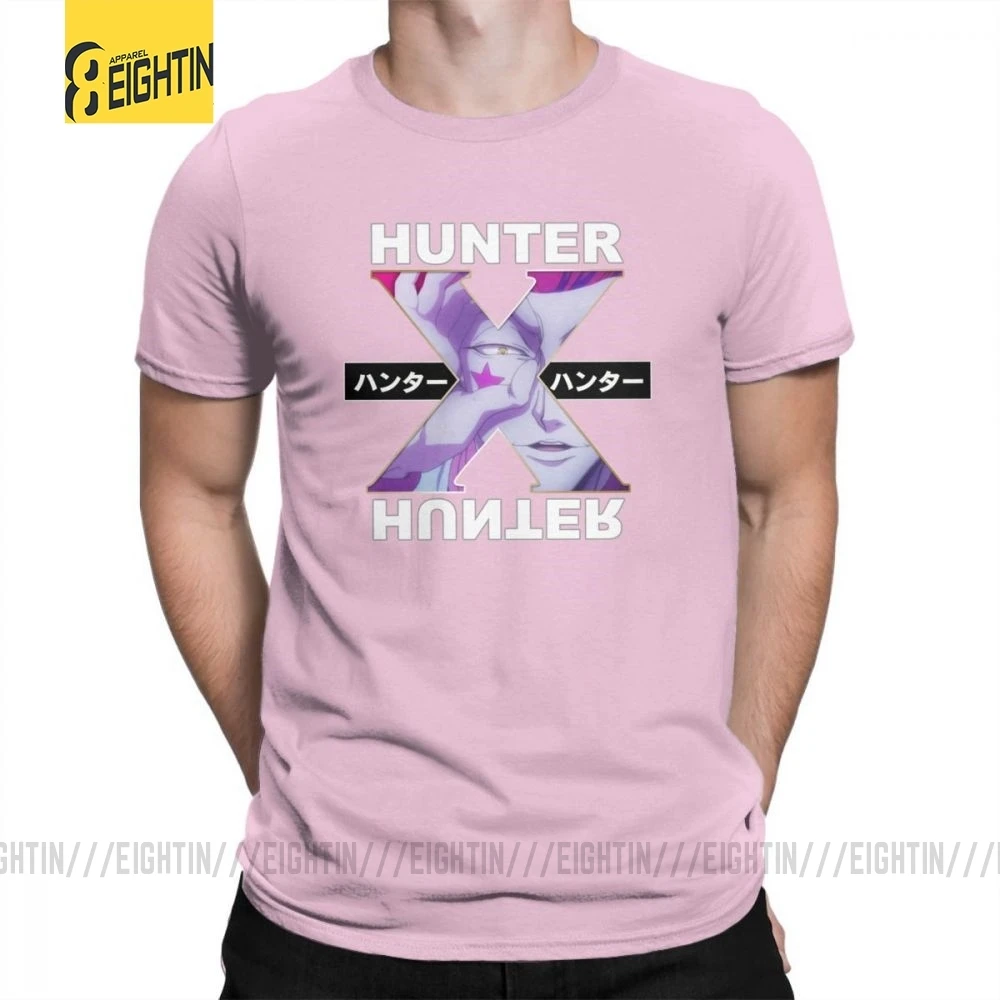 Hunter X Hunter футболки Hisoka очищенные хлопковые футболки с круглым воротником классические уличные футболки с коротким рукавом мужские комиксы плюс - Цвет: Розовый