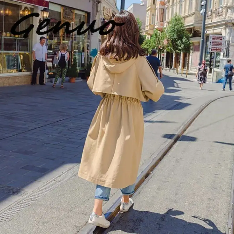 Ветровка женская на молнии однотонный плащ Тренч свободного покроя длинная